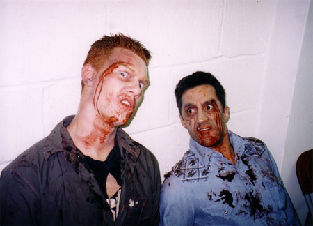 on set photos from Shaun of the Dead - new cross zombies