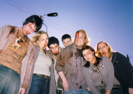 on set photos from Shaun of the Dead - new cross zombies