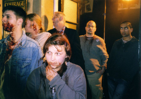 on set photos from Shaun of the Dead - new cross zombies