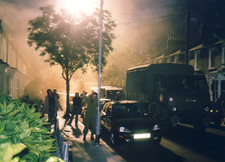 on set photos from Shaun of the Dead - new cross zombies