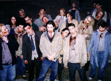 on set photos from Shaun of the Dead - new cross zombies