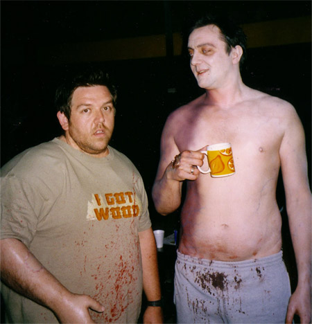 on set photos from Shaun of the Dead - nick frost and peter Serafinowicz